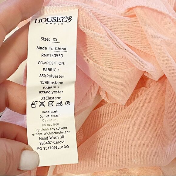 HOUSE OF CB CAROVI  POWDER PINK SHEER MESH BODYSUIT - Picture 10 of 13